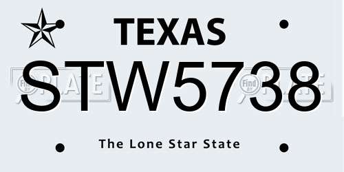 STW5738 Texas License Plate