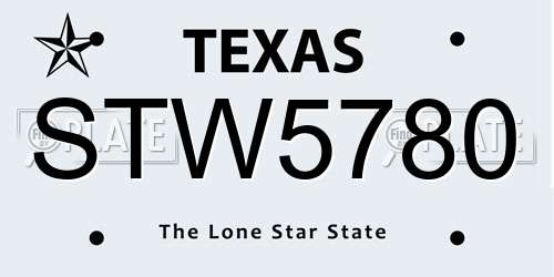STW5780 Texas License Plate