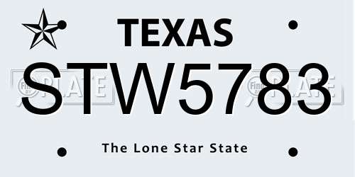 STW5783 Texas License Plate