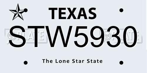 STW5930 Texas License Plate