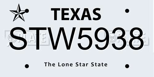 STW5938 Texas License Plate