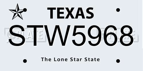 STW5968 Texas License Plate
