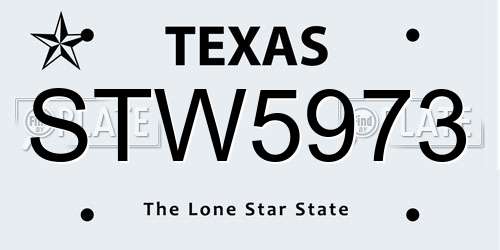 STW5973 Texas License Plate