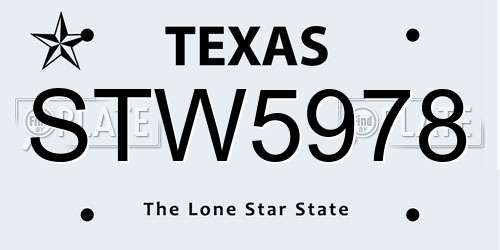STW5978 Texas License Plate