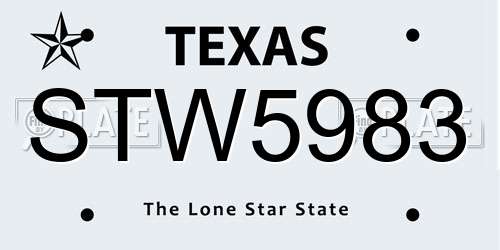 STW5983 Texas License Plate