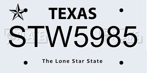 STW5985 Texas License Plate