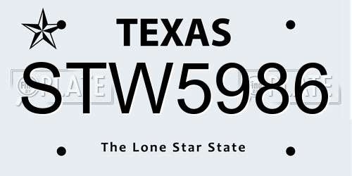 STW5986 Texas License Plate