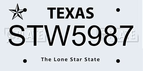 STW5987 Texas License Plate