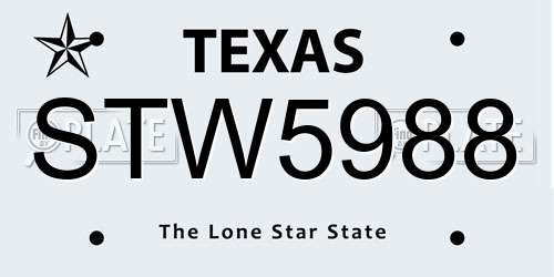 STW5988 Texas License Plate