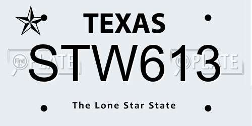 STW613 Texas License Plate
