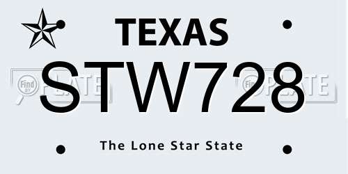 STW728 Texas License Plate