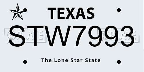 STW7993 Texas License Plate