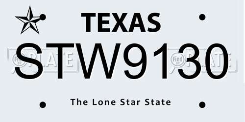 STW9130 Texas License Plate