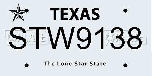 STW9138 Texas License Plate