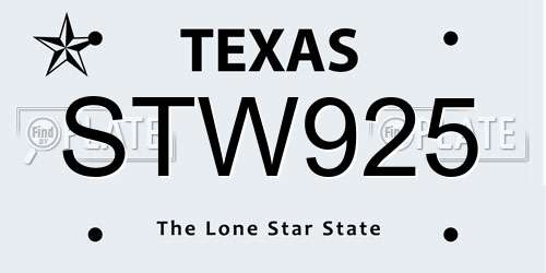 STW925 Texas License Plate