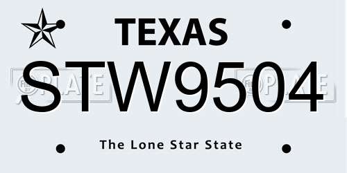 STW9504 Texas License Plate
