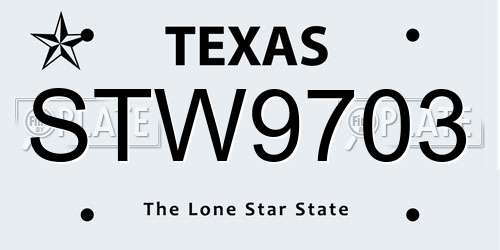 STW9703 Texas License Plate