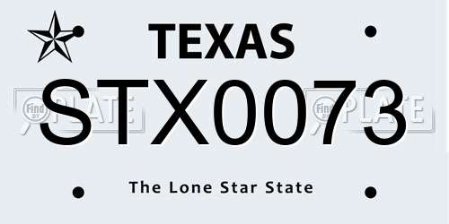STX0073 Texas License Plate