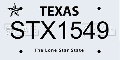 STX1549 Texas License Plate