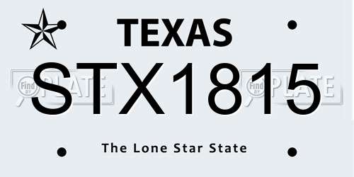 STX1815 Texas License Plate