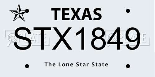 STX1849 Texas License Plate