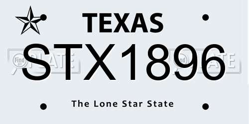 STX1896 Texas License Plate