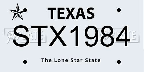 STX1984 Texas License Plate