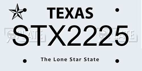 STX2225 Texas License Plate