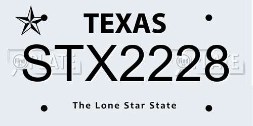 STX2228 Texas License Plate