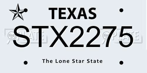 STX2275 Texas License Plate
