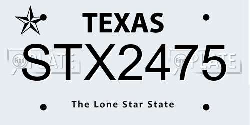 STX2475 Texas License Plate