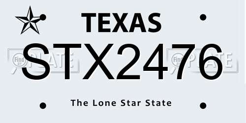 STX2476 Texas License Plate