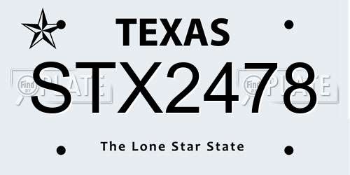 STX2478 Texas License Plate