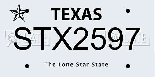 STX2597 Texas License Plate