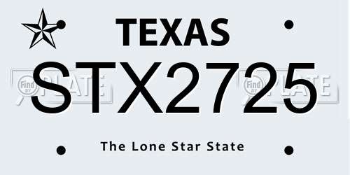 STX2725 Texas License Plate