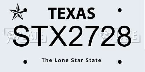 STX2728 Texas License Plate