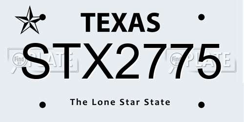 STX2775 Texas License Plate