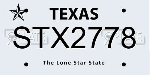 STX2778 Texas License Plate
