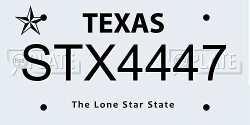 STX4447 Texas License Plate