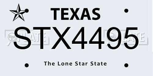 STX4495 Texas License Plate