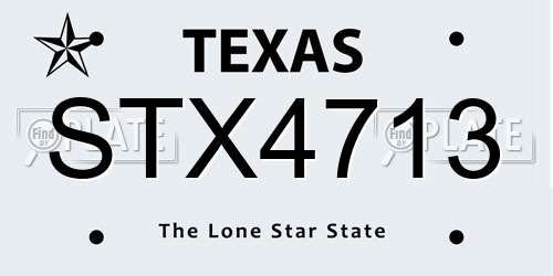 STX4713 Texas License Plate