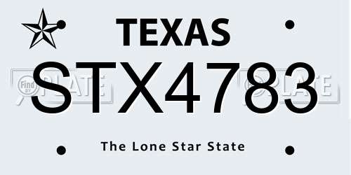 STX4783 Texas License Plate