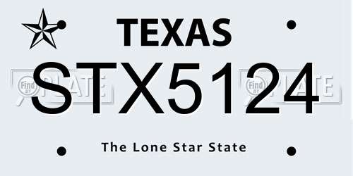 STX5124 Texas License Plate