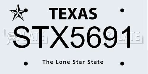 STX5691 Texas License Plate