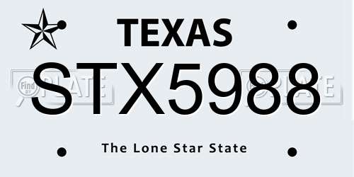 STX5988 Texas License Plate