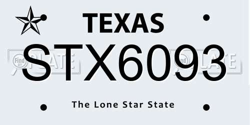 STX6093 Texas License Plate