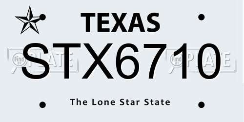 STX6710 Texas License Plate