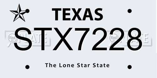STX7228 Texas License Plate