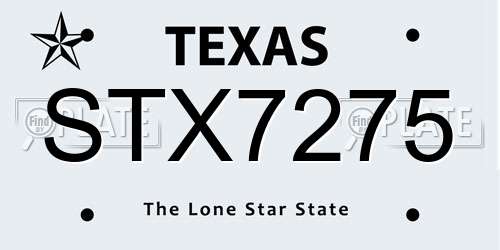 STX7275 Texas License Plate