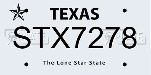STX7278 Texas License Plate